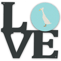 "Caroline's Treasures Bali Duck Blue Check Metal Artwork Love wall-decor, Multicolor"