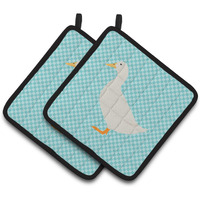 "Caroline's Treasures American Pekin Duck Blue Check Decorated Pot Holder, 7.5"" x 7.5"""