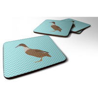 "Caroline's Treasures Dutch Hook Bill Duck Blue Check Decorative coasters, 3.5, Multicolor"