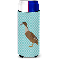 "Caroline's Treasures Dutch Hook Bill Duck Blue Check Decorative Can Hugger, Slim, Multicolor"