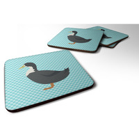 "Caroline's Treasures Swedish Duck Blue Check Decorative Coasters, 3.5"", Multicolor"