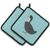 "Caroline's Treasures Blue Swedish Duck Check Decorated Pot Holder, 7.5"" x 7.5"""