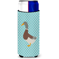 "Caroline's Treasures Saxony Sachsenente Duck Blue Check Decorative Can Hugger, Slim, Multicolor"