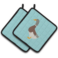 "Caroline's Treasures Saxony Sachsenente Duck Blue Check Decorated Pot Holder, 7.5"" x 7.5"""