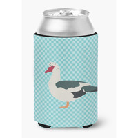 "Caroline's Treasures Muscovy Duck Blue Check Decorative Can Hugger, Multicolor"