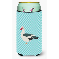 "Caroline's Treasures Muscovy Duck Blue Check Decorative Can Hugger, Tall Boy, Multicolor"
