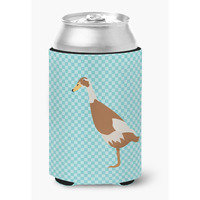 "Caroline's Treasures Indian Runner Duck Blue Check Decorative Can Hugger, Multicolor"