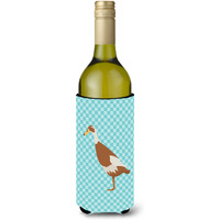 "Caroline's Treasures Indian Runner Duck Blue Check Decorative Bottle Hugger, 750 ml, Multicolor"