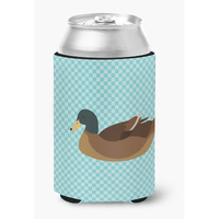 "Caroline's Treasures Khaki Campbell Duck Blue Check Decorative Can Hugger, Multicolor"