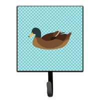 "Caroline's Treasures Khaki Campbell Duck Blue Check Wall Hook, Small, Multicolor"