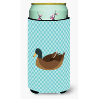 "Caroline's Treasures Khaki Campbell Duck Blue Check Decorative Can Hugger, Tall Boy, Multicolor"