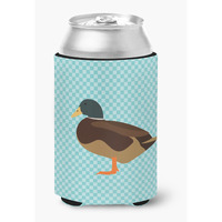 "Caroline's Treasures Silver Bantam Duck Blue Check Decorative Can Hugger, Multicolor"