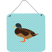 "Caroline's Treasures Blue Silver Bantam Duck Check Metal Print, 6hx6w"