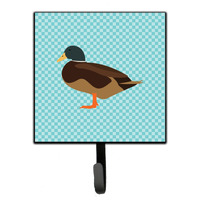 "Caroline's Treasures Silver Bantam Duck Blue Check Wall Hook, Small, Multicolor"