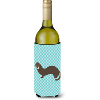 "Caroline's Treasures Russian or European Mink Blue Check Decorative Bottle Hugger, 750 ml, Multicolor"