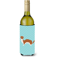 "Caroline's Treasures Weasel Blue Check Decorative Bottle Hugger, 750 ml, Multicolor"
