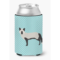 "Caroline's Treasures Silver Fox Blue Check Decorative Can Hugger, Multicolor"