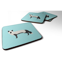 "Caroline's Treasures Silver Fox Blue Check Decorative coasters, 3.5, Multicolor"