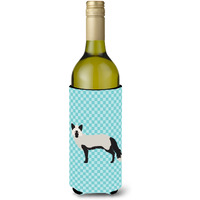 "Caroline's Treasures Silver Fox Blue Check Decorative Bottle Hugger, 750 ml, Multicolor"