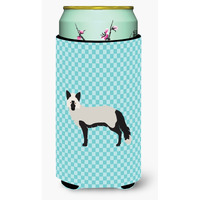 "Caroline's Treasures Silver Fox Blue Check Decorative Can Hugger, Tall Boy, Multicolor"