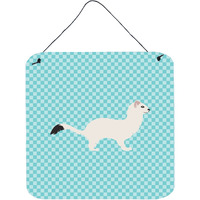 "Caroline's Treasures Blue Stoat Short-tailed Weasel Check Metal Print, 6hx6w"