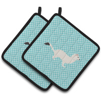 "Caroline's Treasures Stoat Short-tailed Weasel Blue Check Decorated Pot Holder, 7.5"" x 7.5"""