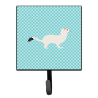 "Caroline's Treasures Stoat Short-tailed Weasel Blue Check Wall Hook, Small, Multicolor"