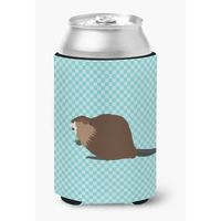 "Caroline's Treasures Eurasian Beaver Blue Check Decorative Can Hugger, Multicolor"