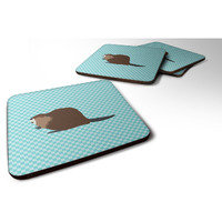 "Caroline's Treasures Eurasian Beaver Blue Check Decorative coasters, 3.5, Multicolor"