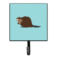 "Caroline's Treasures Eurasian Beaver Blue Check Wall Hook, Small, Multicolor"