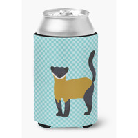 "Caroline's Treasures Yellow-Throated Marten Blue Check Decorative Can Hugger, Multicolor"