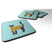 "Caroline's Treasures Yellow-Throated Marten Blue Check Decorative coasters, 3.5, Multicolor"