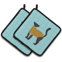 "Caroline's Treasures Yellow-Throated Marten Blue Check Decorated Pot Holder, 7.5"" x 7.5"""