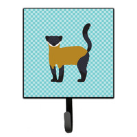 "Caroline's Treasures Yellow-Throated Marten Blue Check Wall Hook, Small, Multicolor"