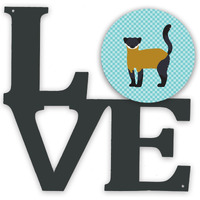 "Caroline's Treasures Yellow-Throated Marten Blue Check Metal Artwork Love wall-decor, Multicolor"