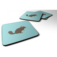 "Caroline's Treasures Chinchilla Blue Check Decorative Coasters, 3.5"", Multicolor"