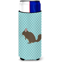 "Caroline's Treasures Chinchilla Blue Check Decorative Can Hugger, Slim, Multicolor"