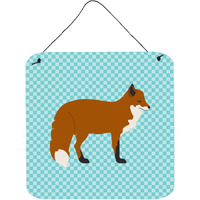 "Caroline's Treasures Blue Red Fox Check Metal Print, 6hx6w"