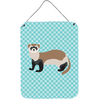 "Caroline's Treasures Ferret Blue Check Metal Print, 16hx12w, Multicolor"