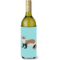 "Caroline's Treasures Ferret Blue Check Decorative Bottle Hugger, 750 ml, Multicolor"
