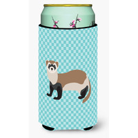 "Caroline's Treasures Ferret Blue Check Decorative Can Hugger, Tall Boy, Multicolor"