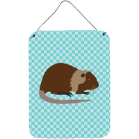 "Caroline's Treasures Coypu Nutria River Rat Blue Check Metal Print, 16hx12w, Multicolor"