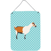 "Caroline's Treasures Alpine Goat Blue Check Metal Print, 16hx12w, Multicolor"