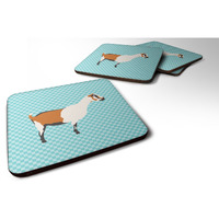 "Caroline's Treasures Alpine Goat Blue Check Decorative coasters, 3.5, Multicolor"