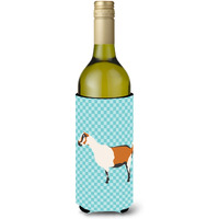 "Caroline's Treasures Alpine Goat Blue Check Decorative Bottle Hugger, 750 ml, Multicolor"