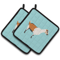 "Caroline's Treasures Alpine Goat Blue Check Decorated Pot Holder, 7.5"" x 7.5"""