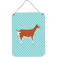 "Caroline's Treasures Toggenburger Goat Blue Check Metal Print, 16hx12w, Multicolor"