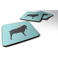 "Caroline's Treasures Verata Goat Blue Check Decorative Coasters, 3.5"", Multicolor"
