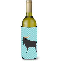 "Caroline's Treasures Verata Goat Blue Check Decorative Bottle Hugger, 750 ml, Multicolor"
