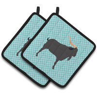 "Caroline's Treasures Verata Goat Blue Check Decorated Pot Holder, 7.5"" x 7.5"""